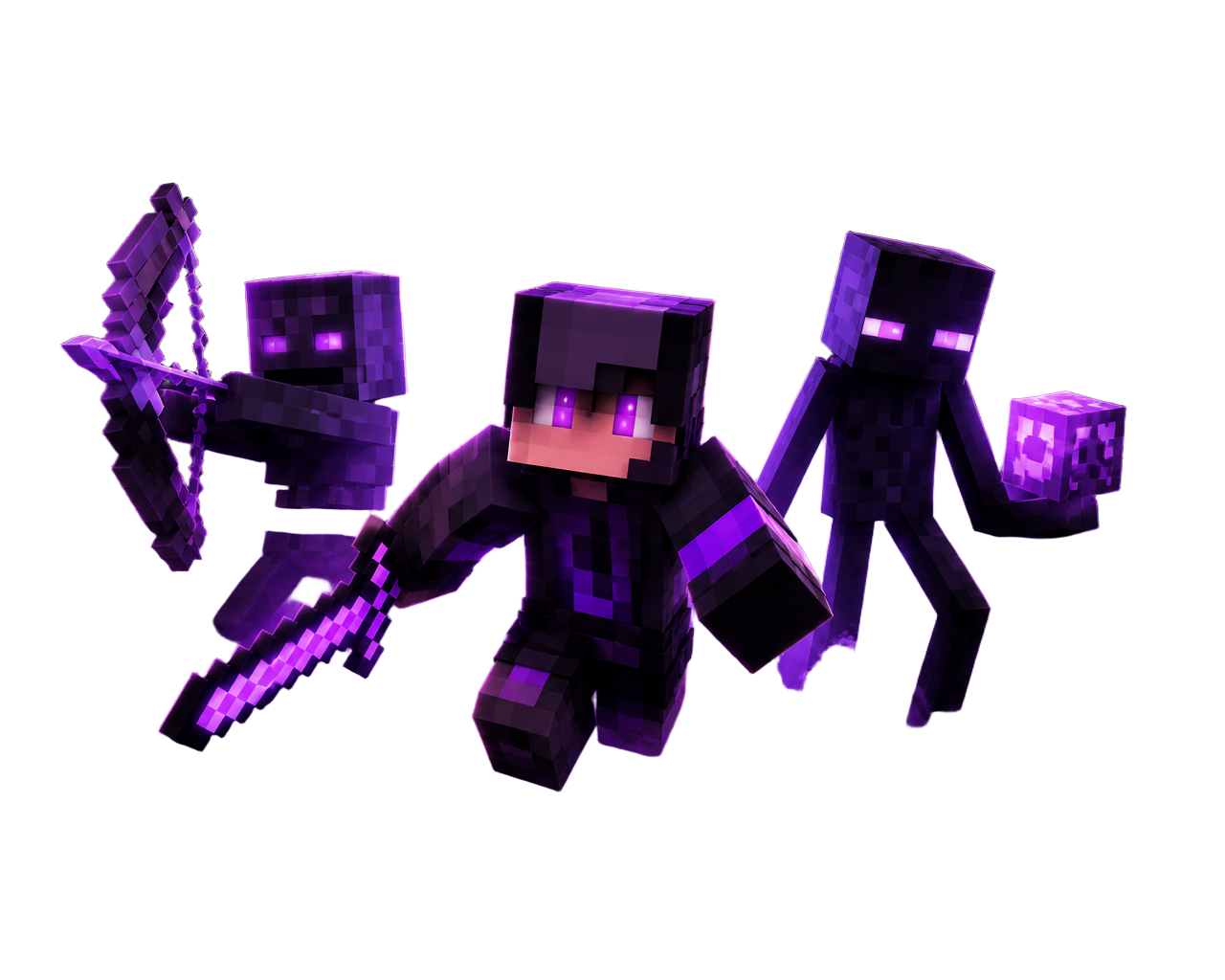 Drox SMP Minecraft characters in purple smoke